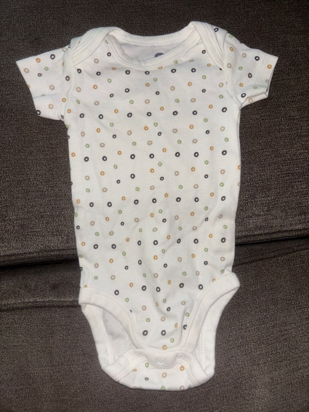 White Baby Bodysuit with Multicolor Dot Pattern